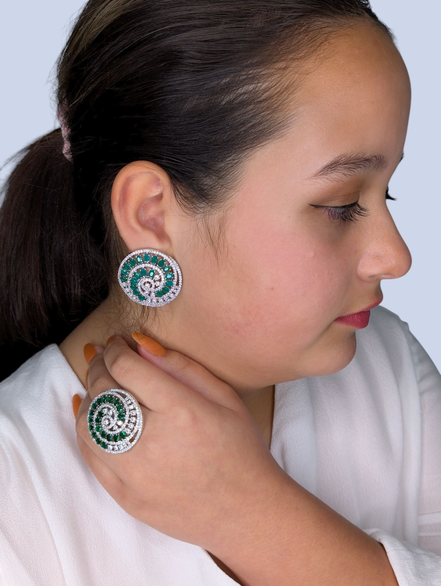 Set with studs and matching ring